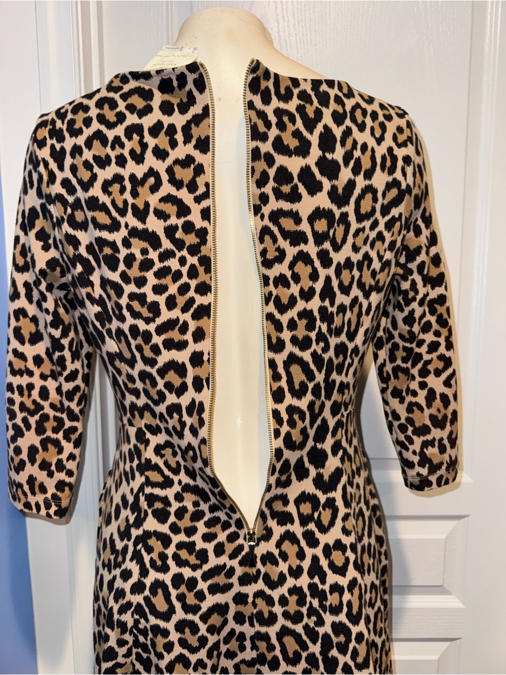 kate spade Leopard Print Long-Sleeve Fit & Flare Dress with pockets size 4 - Picture 4 of 11